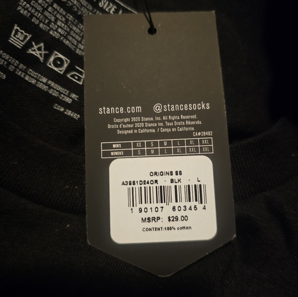 MENS ORIGINAL STANCE BLACK SHORT SLEEVE TEE SHIRT.  SIZE LARGE.  NWT - Picture 5 of 5